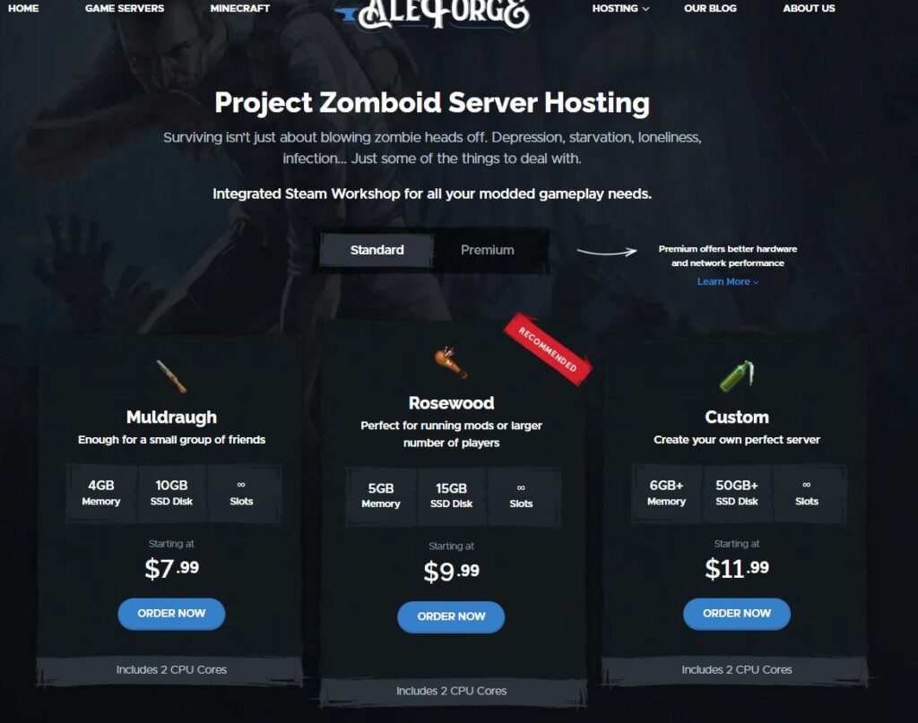 Aleforge products for Project Zomboid Hosting