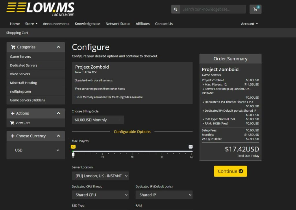 Hosting alternatives for Project Zomboid at Low.MS