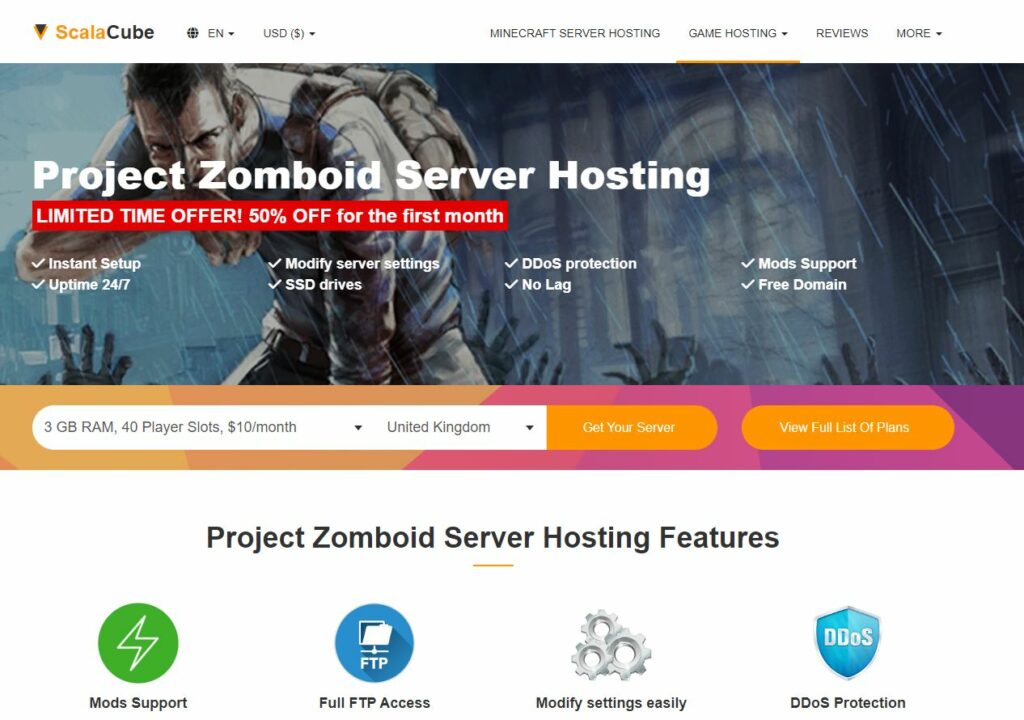 Project Zomboid hosting at Scalacube