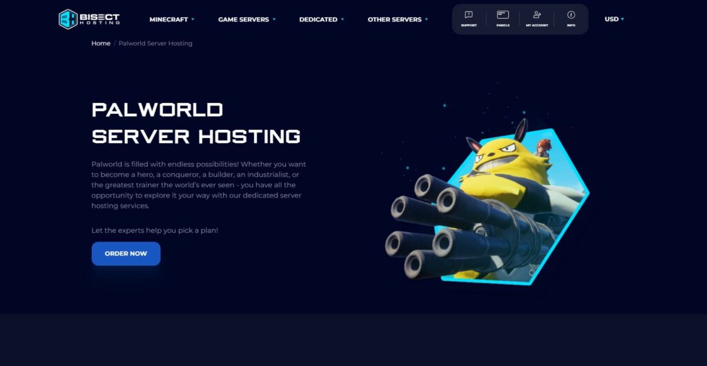 Palworld server hosting at Bisect hosting