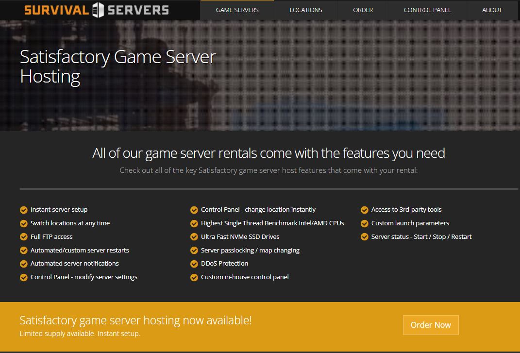 7th in our comparison of Satisfactory server providers: Survival Servers
