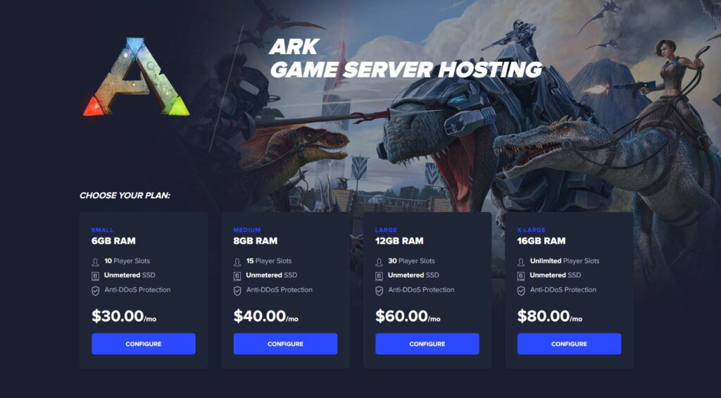 Control panel at GG Servers for ARK hosting