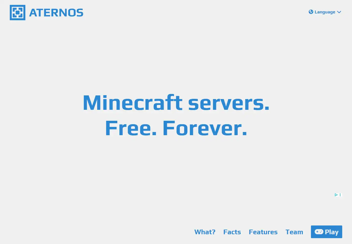 Aternos homepage screenshot
