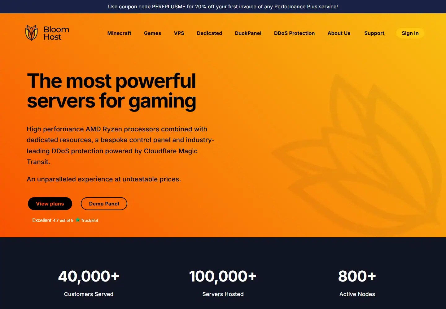 Bloom.host homepage screenshot