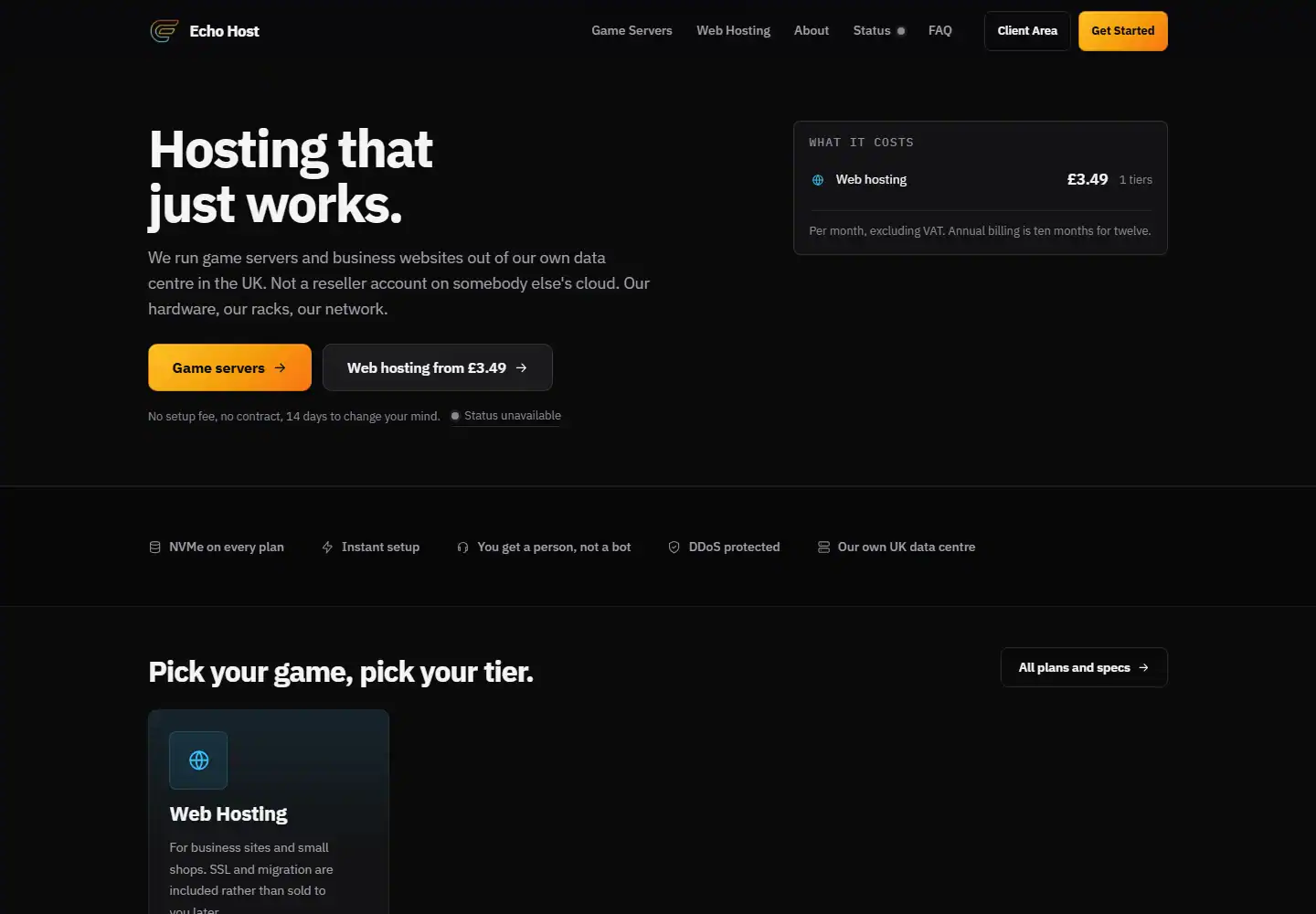 Echo Host homepage screenshot