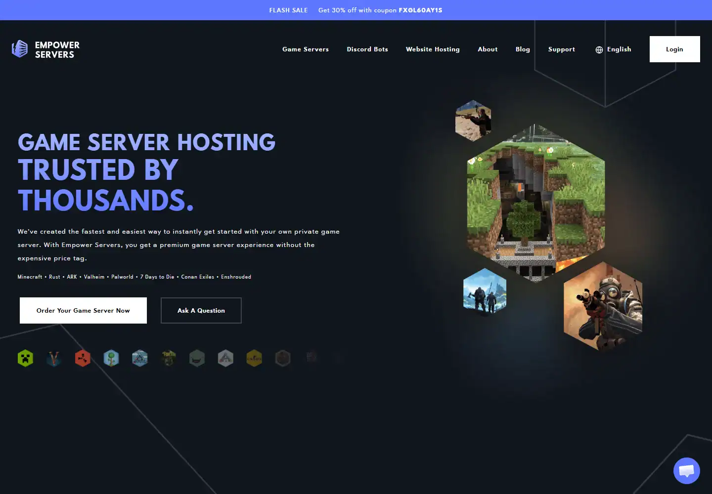 Empower Servers homepage screenshot