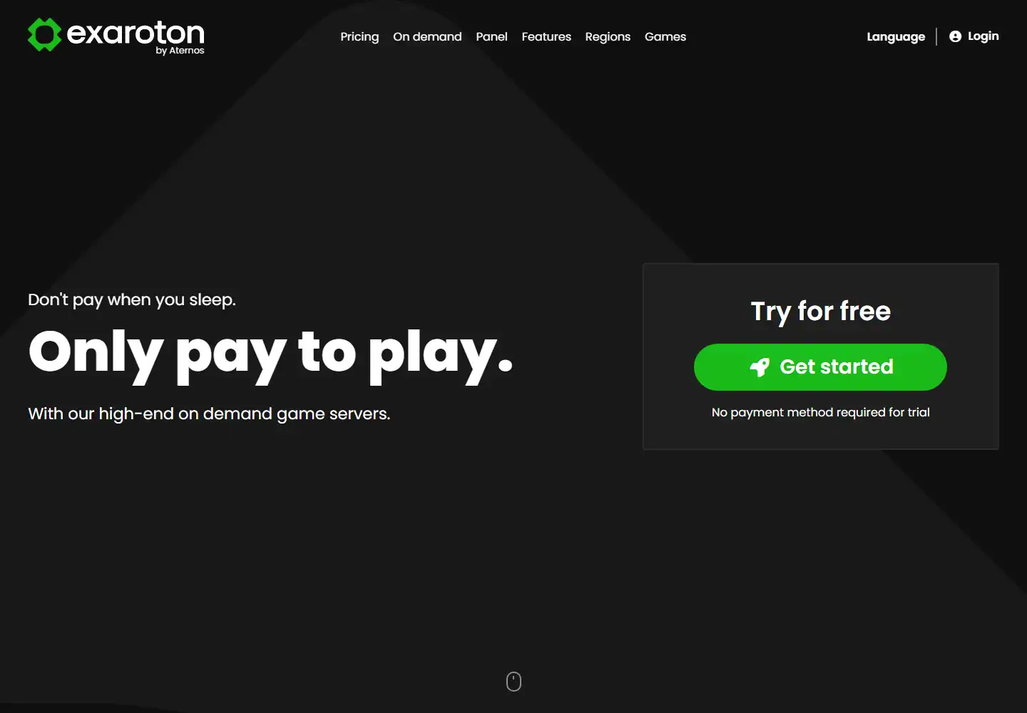 exaroton homepage screenshot