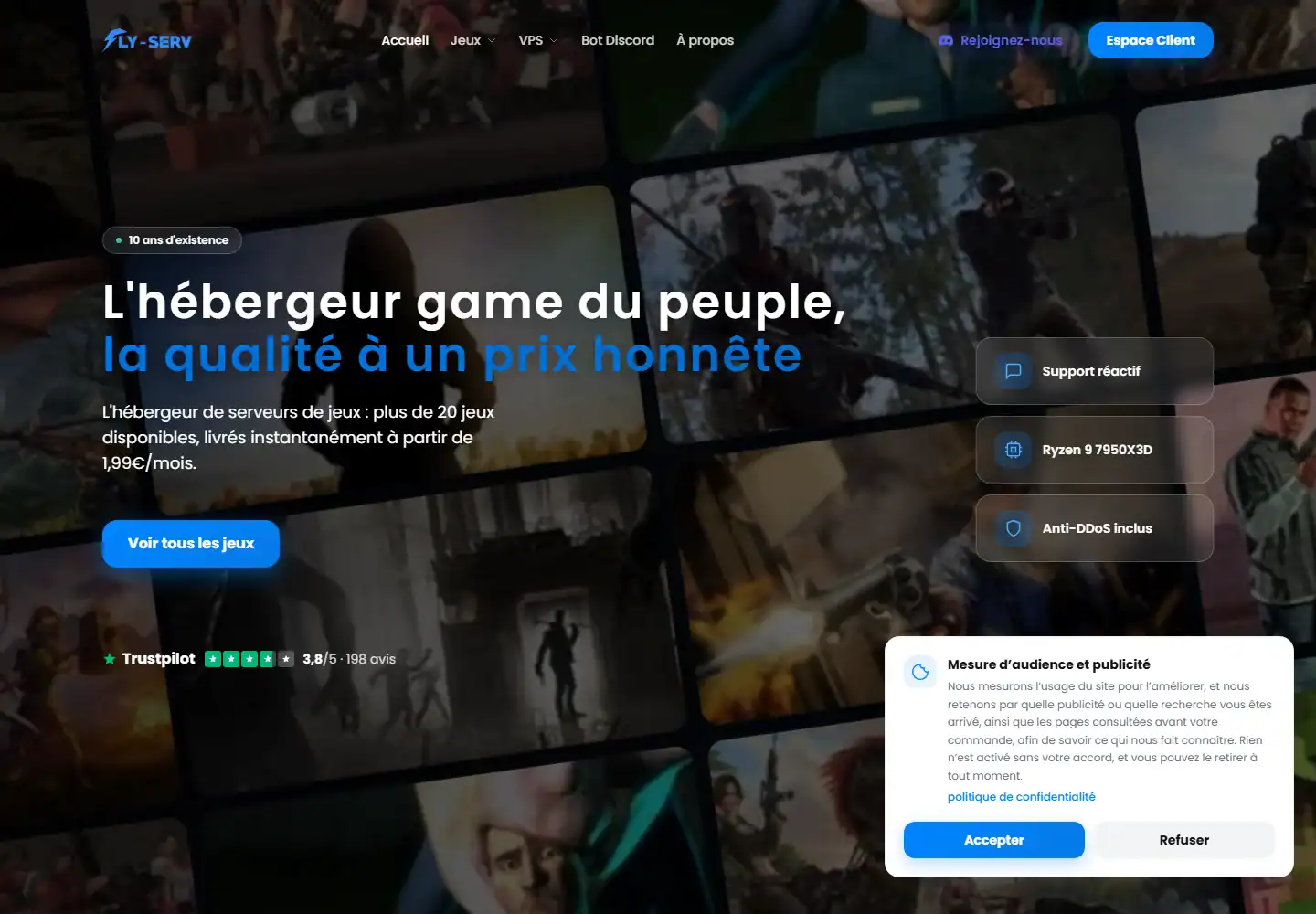 Fly-Serv homepage screenshot