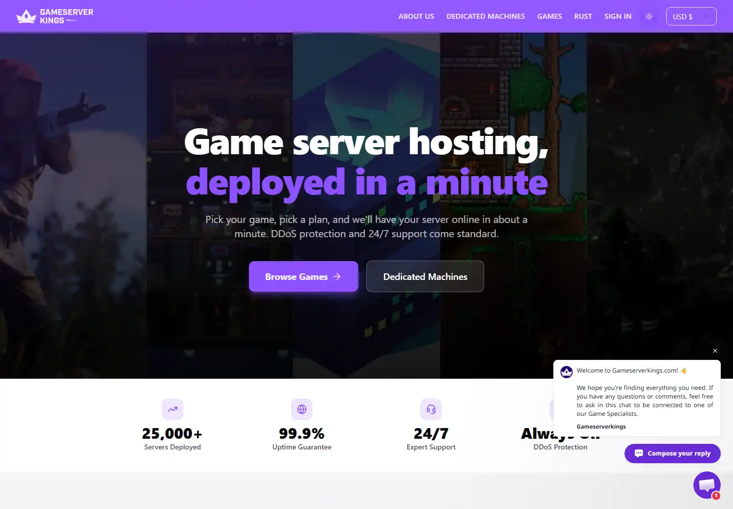 GameServerKings homepage screenshot