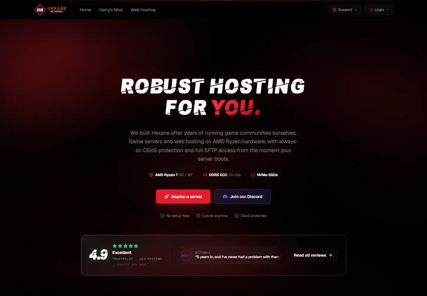 Hexane Networks homepage screenshot