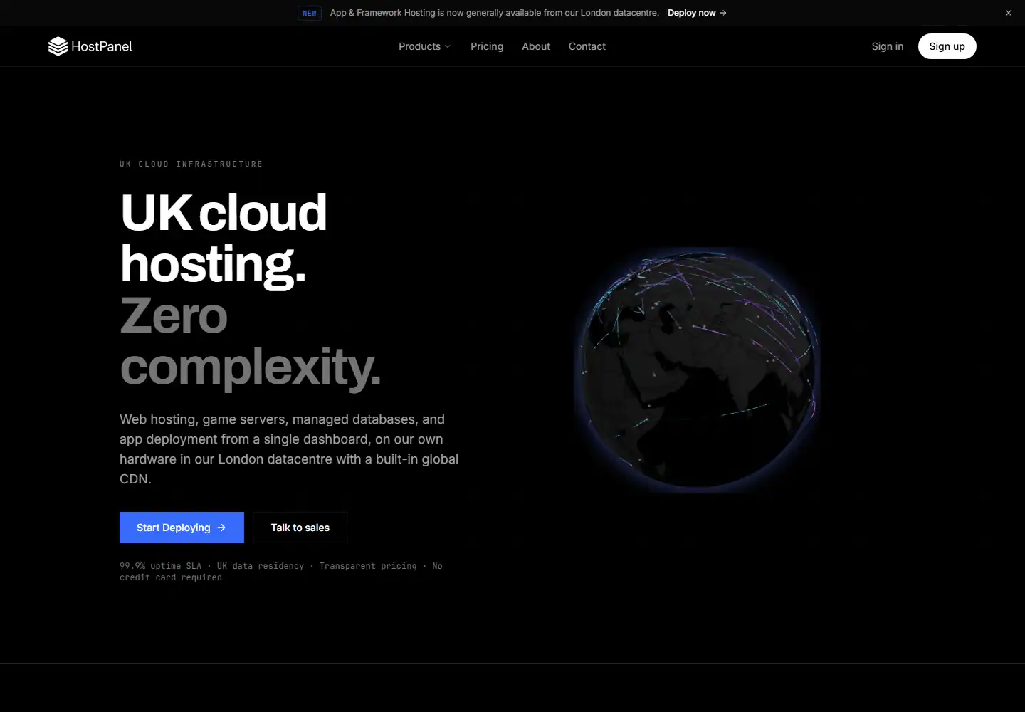 HostPanel homepage screenshot