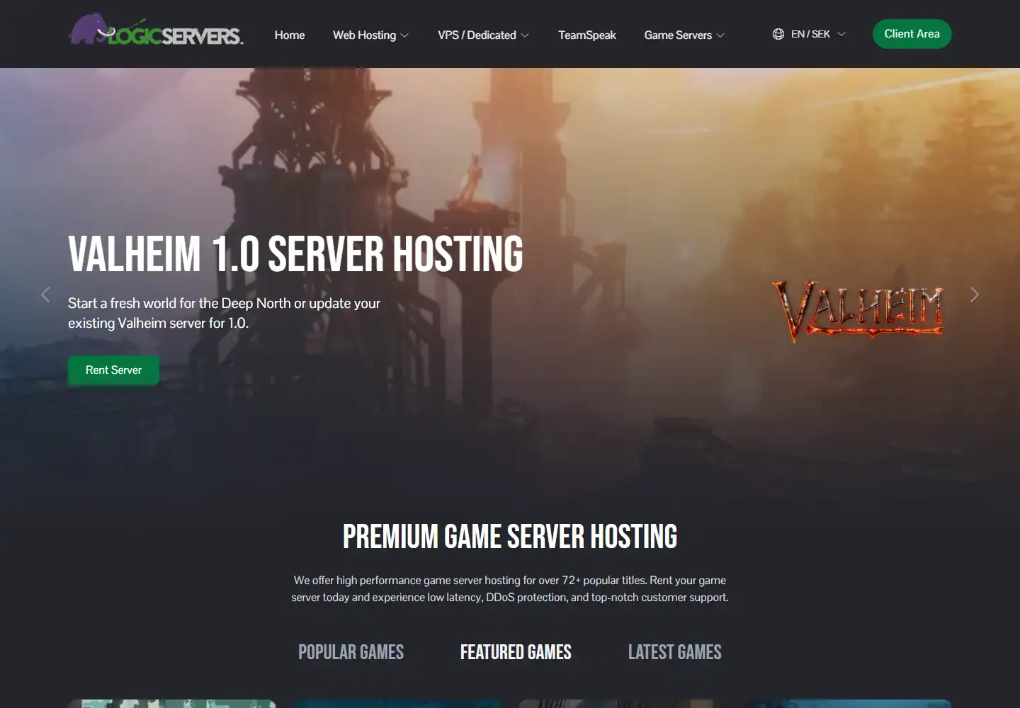 LogicServers homepage screenshot