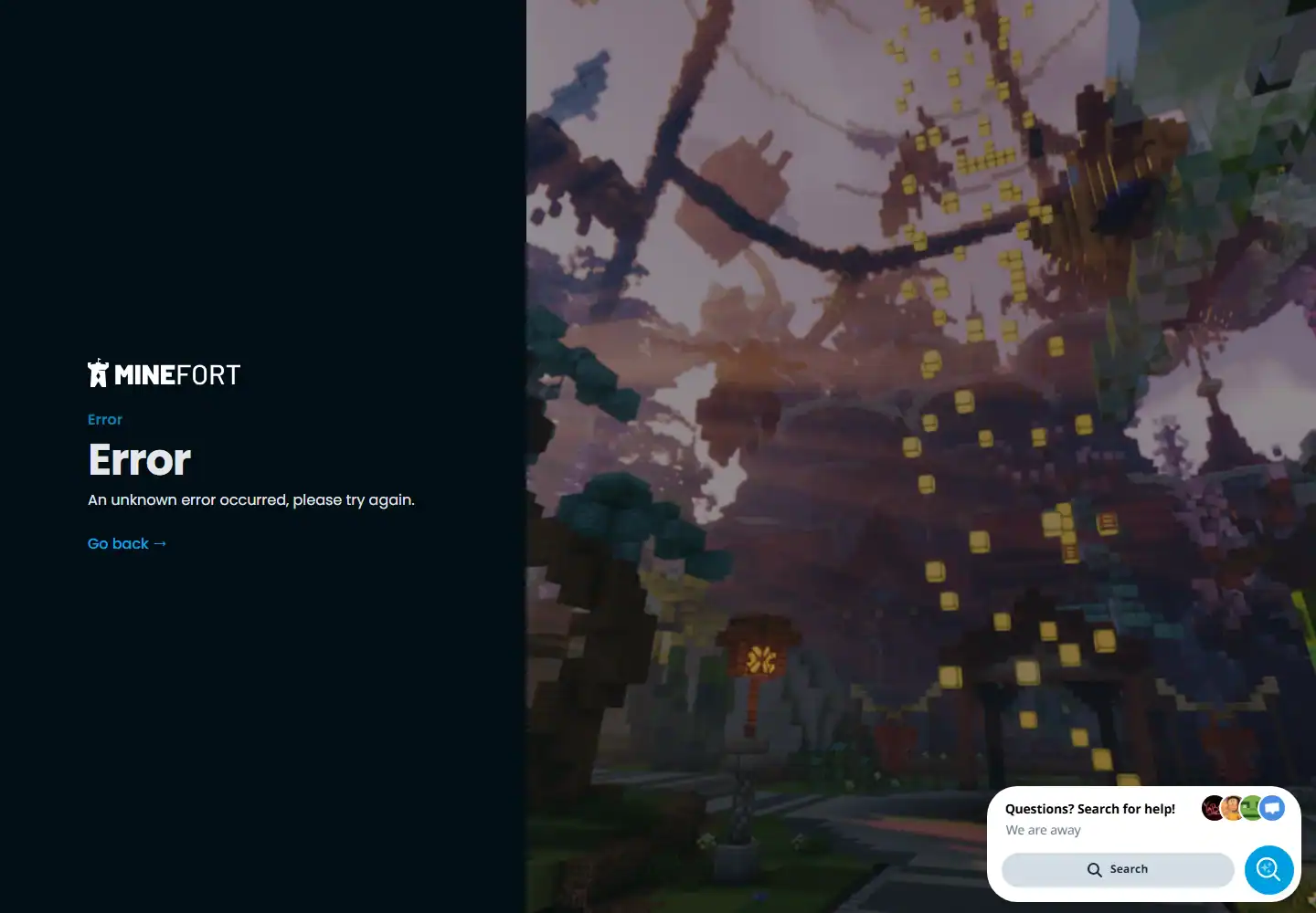 Minefort homepage screenshot