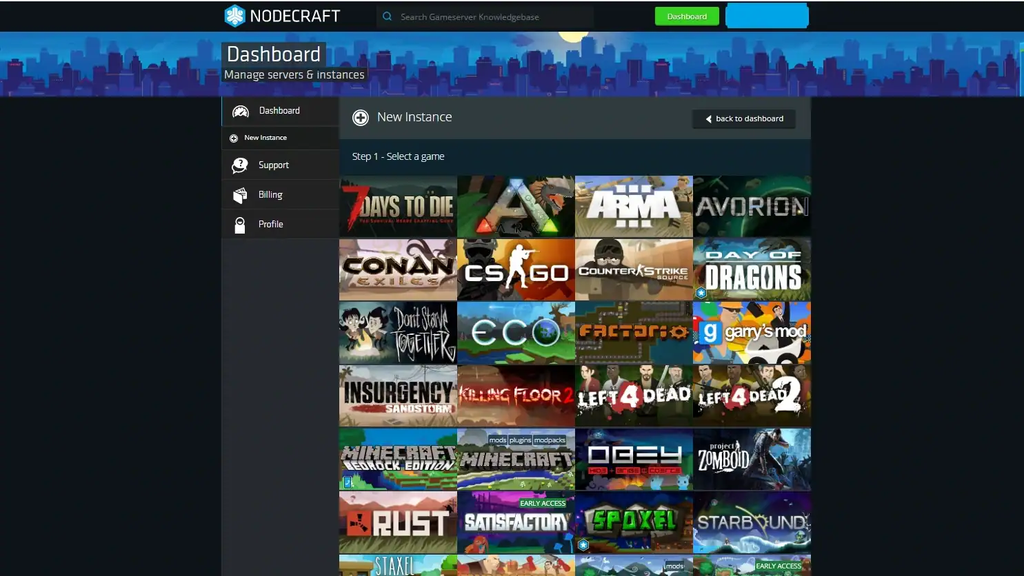Nodecraft control panel screenshot