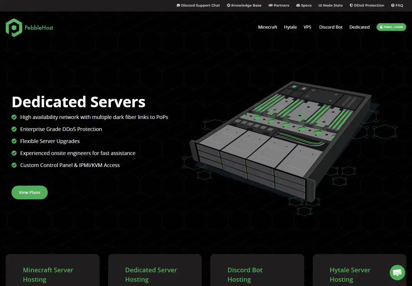PebbleHost homepage screenshot