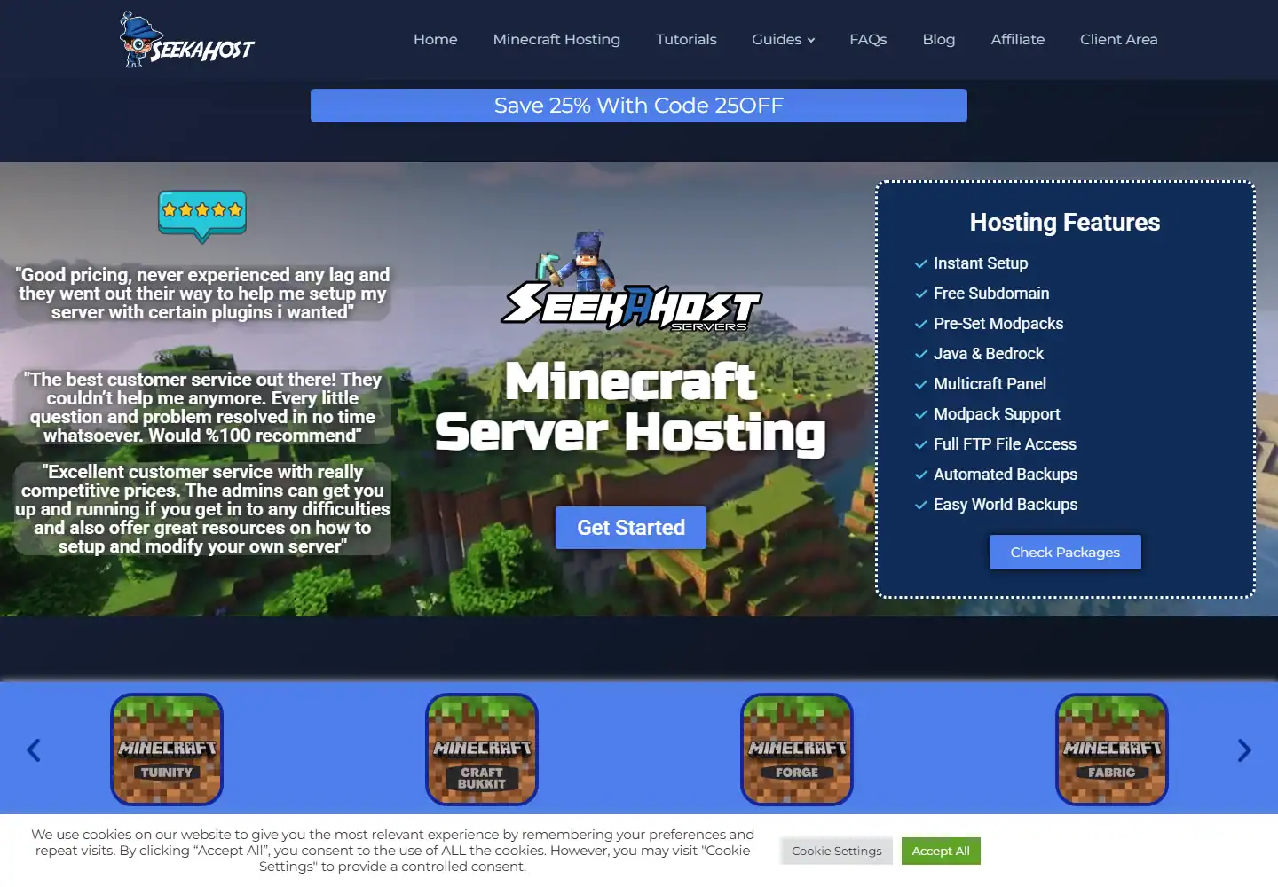 SeekaHost homepage screenshot