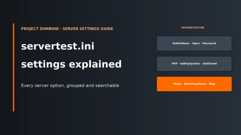 Project Zomboid servertest.ini Settings Explained